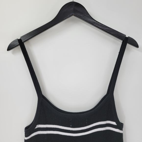 C+D+M Womens Tank Dress‎ XL Black White Ribbed Knit Pullover Spaghetti Straps - Picture 4 of 12